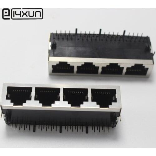 1pcs 21mm RJ45 1*4 Network Interface jack 59 1x4 Port RJ45 Female Socket Connector Interface