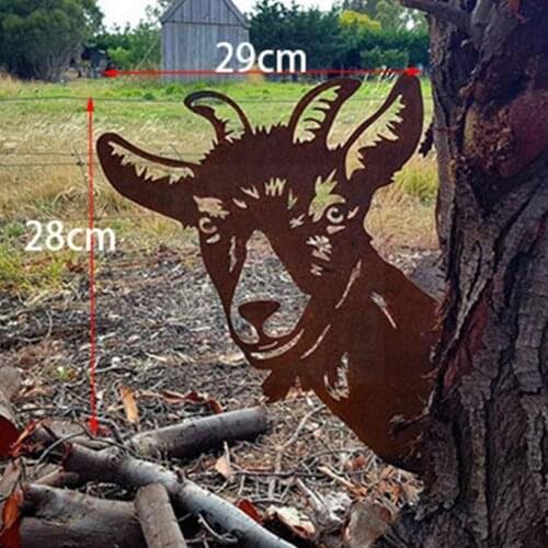 1Pcs Metal Goat Silhouettes Garden Fence Decor Statues Outdoors Wrought Peeping Sheep Supplies 2021 Ornaments Garden Sign I U5W7