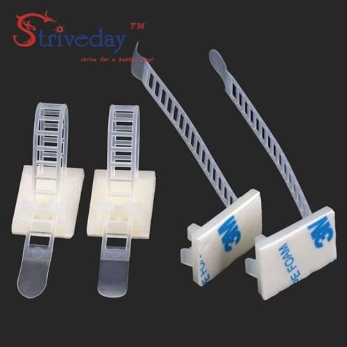 100pcs/lot Adjustable Cable clamps wire cable Tie Mounts Environmental protection Screw holes Adhesive Beamline Ties Mounts CL-2