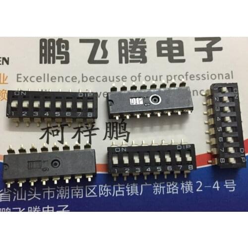 2PCS/lot Taiwan Yuanda DIP DM-08-V-T/R SMD dial code switch 8-bit key type flat dial 2.54 pitch