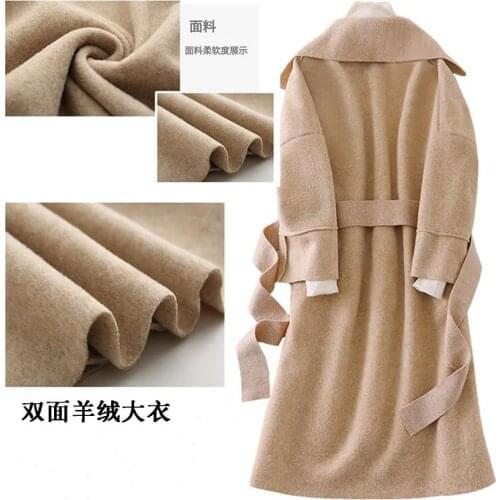 2020 Cashmere Coat Female Long Wool Jacket Spring Autumn Pink Ladies Coats Overcoat Korean Sobretudo Feminino KJ2651