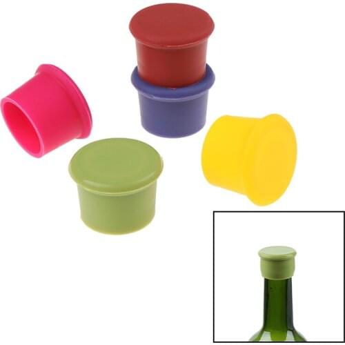 5Pc Wine Bottle Stopper Silicone Bar Preservation Champagne Beverage Closure Kitchen Bar Tools