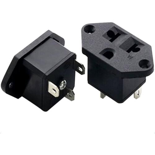 AC 250V 10A AC 125V 15A EU US Panel Socket 3 Terminals Power Receptacle Multipurpose Hole Connector Socket With Ear Screw Fixed