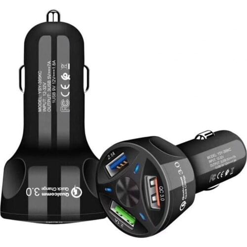 QC3.0 3 Ports USB Car Charger Fast Phone Charge For iPhone 12 11 Pro X XS XR Max 6 7 8 Plus Xiaomi Mi Samsung Huawei iPad