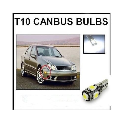 White LED Bumper Corner Light Bulbs - NO ERROR - 5 SMD For Mercedes W203