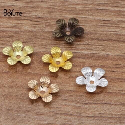 BoYuTe (200 Pieces/Lot) 11MM Metal Brass Stamping Flower Bead Caps Jewelry Making Materials Diy Accessories
