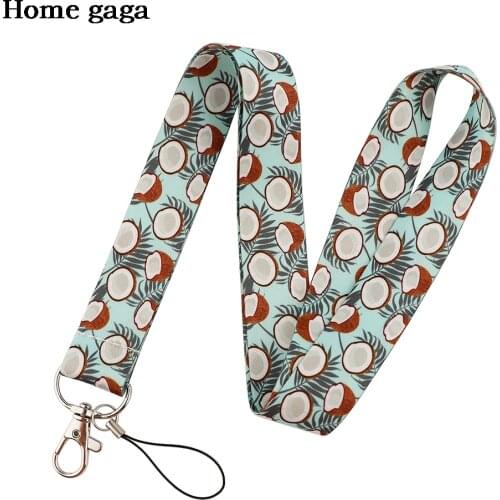 DB507 Fruit Coconut Lanyards Keychain ID Card Badge Holder Student Neck Straps Cartoon Printing Ribbon DIY Hanging Rope