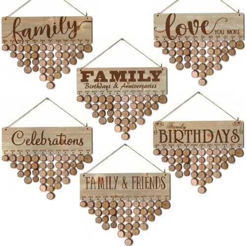 Family Birthday Anniversary Reminder Calendar Chore Board DIY Wooden Plaque Home Wall Hanging Decoration Art Crafts Mom Dad Gift