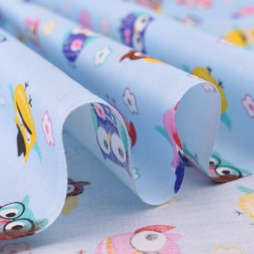 DwaIngY New Owl series Printed Twill 100% Cotton Fabric For Sewing DIY Quilting Childrens Baby Sheet Pillow Material 50*160cm