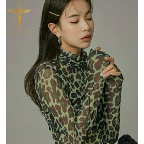 O-Neck Long Sleeve T-Shirt Top Womens Casual Zebra Pattern Print Pullover Mesh Tee-Shirts Female Slim Wild See-Through T-Top