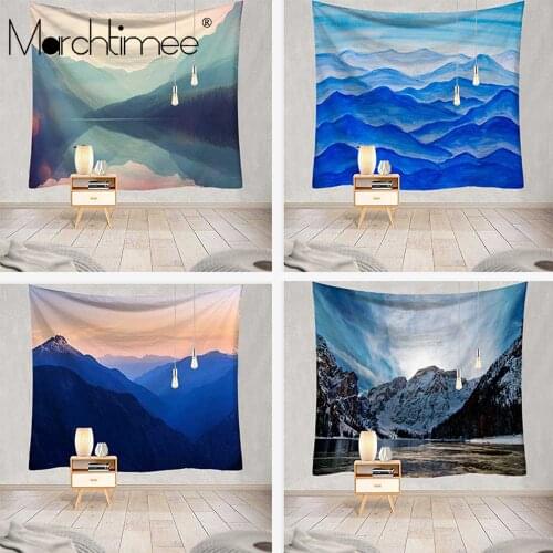 Wall Tapestry Beautiful Mountains Hanging Waterfall Hd Scenery Beach Towel Nature Town Tenture Mural Polyester Carpet Tapestries