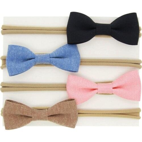 Hair bow headband Little girls hairbow Kids elastic hair accessories Newborns hair accessories bows hairbands 4pcs/set HB055