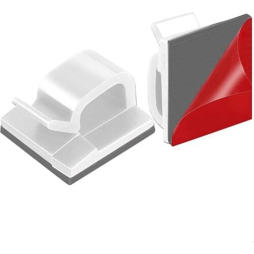 Cable Clips 50Pcs with Strong Adhesive Tapes,Wire Holder Organizer Cord Management for Car, Office and Home,White