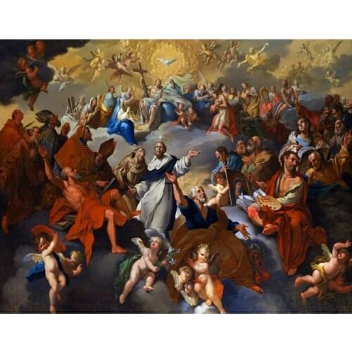 Classical christian figure angel paradise meeting oil painting canvas printings printed on canvas wall art decoration picture