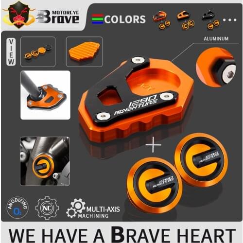 Frame Hole Cover Insert Plug Cap For KTM 1290 Super Adventure 2015-2020 Kickstand Foot Side Stand Extension Pad Support Plate