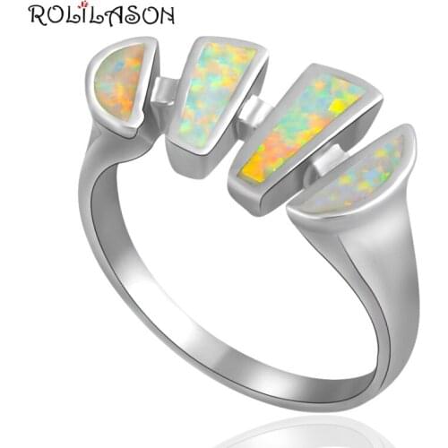 Brand silver colorStampedjewelry Green Opal Rings for women Opal jewelry USA SZ #6.5 #6.75 #7.5 #7.75 OR379