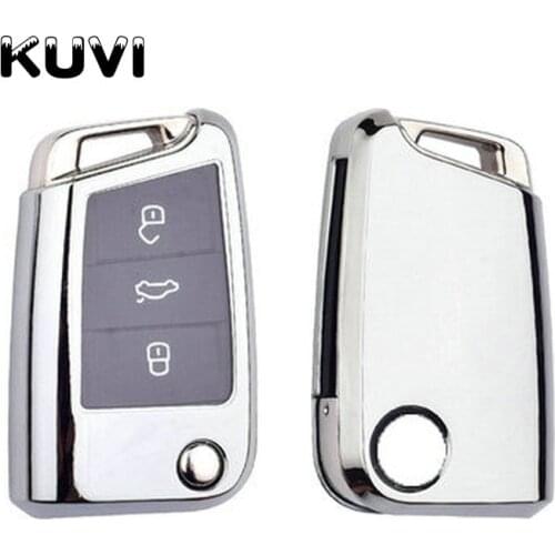 Soft TPU Car Key Case Cover For Volkswagen VW Golf 7 MK7 Tiguan mk2 for Skoda Octavia A7 Kodiaq 2017 2018 2019