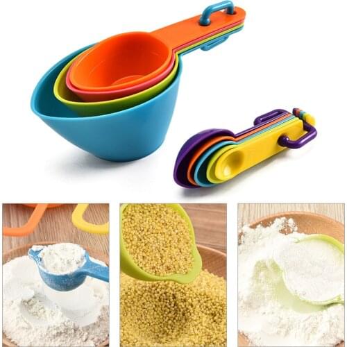 4/5Pcs/set Plastic Measuring Spoon Set Solid Color Baking Accessories Flour Milk Powder Spoon With Scale Kitchen Measuring Tools