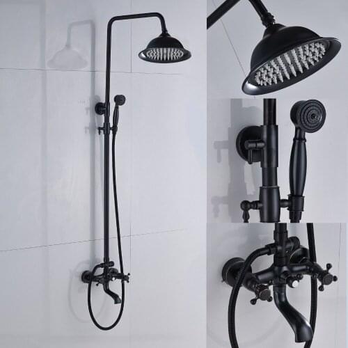 Wall Mount Bathroom Shower Faucet Handheld Wand Shower Sprayer Tub Mixer Tap Set KD223