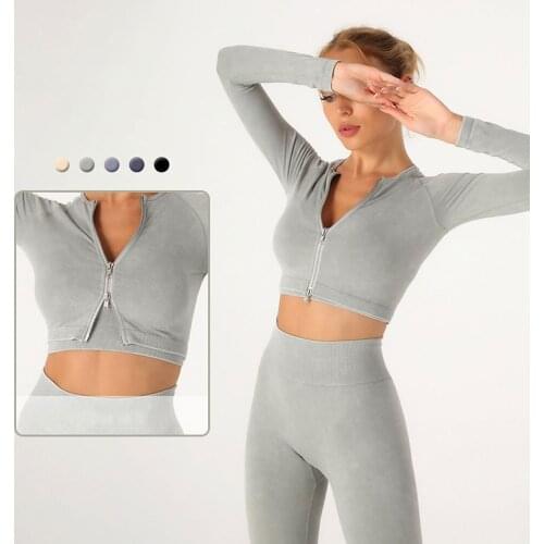 Yoga Clothes Women Running Training Quick Dry Long Sleeve Fitness Sports Athletic Coat Crop Top Gym Jacket Workout Sweatshirt