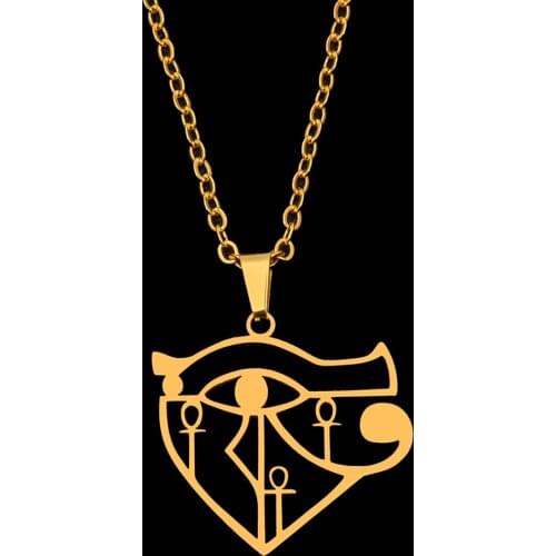 Stainless Steel Chains Necklace Gold Silver Color Eye-of-Horus Pendant Necklace For Women Men Fashion Jewelry Gift LGS1673