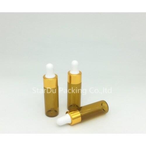 300PCS 5ML Amber Glass Reagent Eye Dropper Drop Aromatherapy Liquid Pipette Bottle