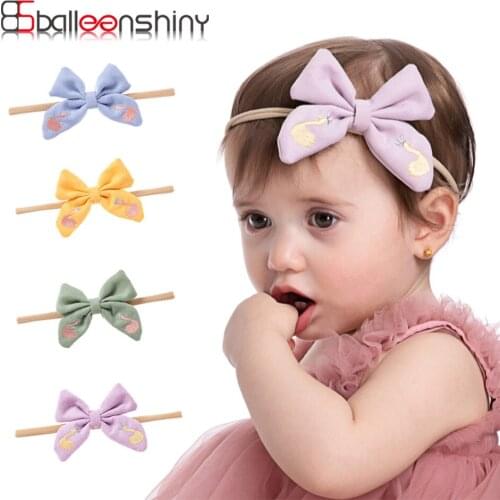 Balleenshiny Cute Bows Baby Girl Headband Soft Nylon Elastic Newborn Headbands Hair Bands Infant Turban Baby Hair Accessories