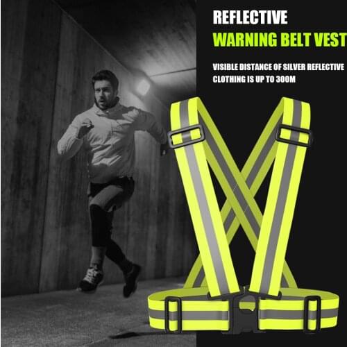 Practical Reflective Straps Vest Polyester Traffic Night Work Lightweight Security Clothing Green for Night Running Cycing