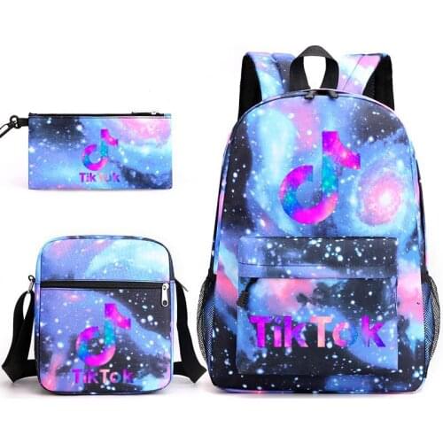 Hot Tik Tok 3pcs Set Backpack Student Cartoon Printed School Bag Bookbag Unisex Casual Travel bags Shoulder Bag Mochila