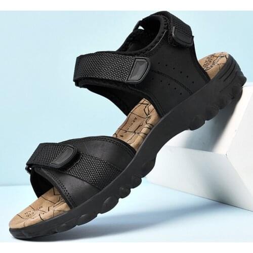 High Quality Summer Sandals Men Genuine Leather Mens Shoes Casual Beach Flats Luxury Soft Mens Sandals Leisure Cool Slippers