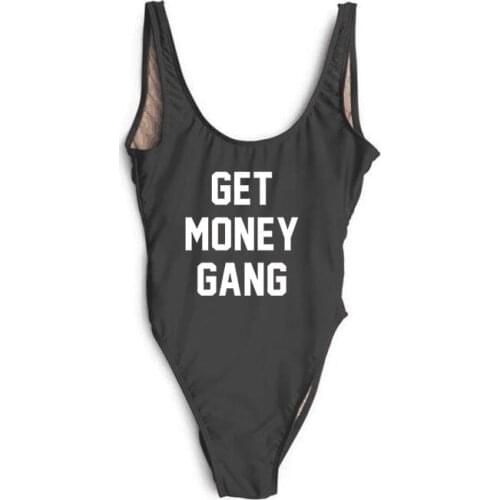 WackDaria sexy one-piece GET MONEY GANG swim letter style women swimsuit swimwear maillot de bain femma summe swimsuit customize