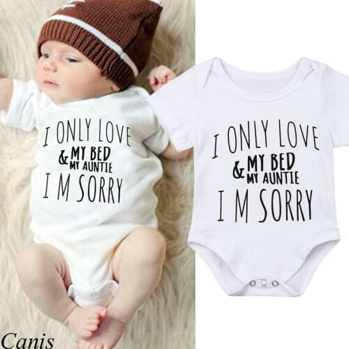 Infant Kids Baby Girl Boy Lovely Bodysuits Short Sleeve Letter Print White Jumpsuits Outfit Sunsuit Clothes
