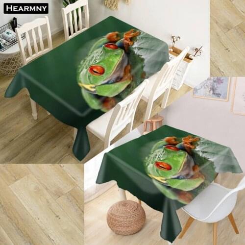 Custom Funny Frog Tablecloth Kitchen Dining Table Decorations Home Rectangular Party Table Covers Office Plain More Size