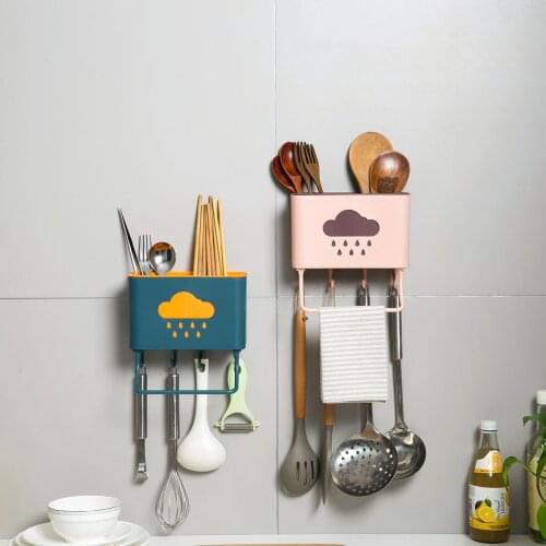 Wall Hanging Kitchen Tableware Storage Rack Cutlery Napkin Holder Knife Stand Spoon Fork Chopsticks Cage Dinnerware Drain Shelf