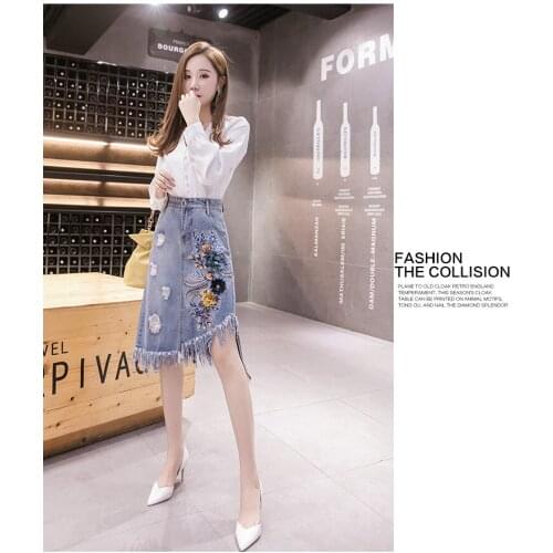Tusonple Denim Skirts For Women