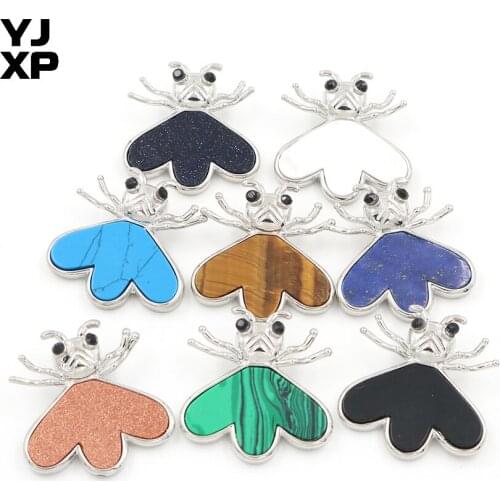 YJXP Natural Stone Small Bees Pendant For Necklaces Quartzs Crystal Women Charms Jewelry Gift 1 Pcs