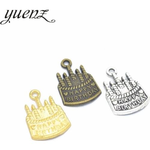 YuenZ 10pcs Birthday Cake Charms Tibetan Silver Bronze Pendants Antique Charm Jewelry Making DIY Handmade Craft 22*15mm K15