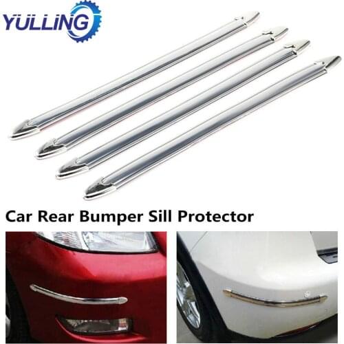 YULLING 4PCS Silver Chrome Bumper Corner Side Edge Guard Protector Protective Rubber Trim Cover Styling Mouldings Car Bumper