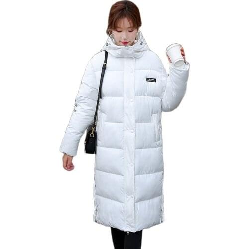 Mid-Length Warm Winter 2021 Womens Coats New Korean Style Loose Fashion Jacket Letter Printed Cotton Coat Female Winter Coat