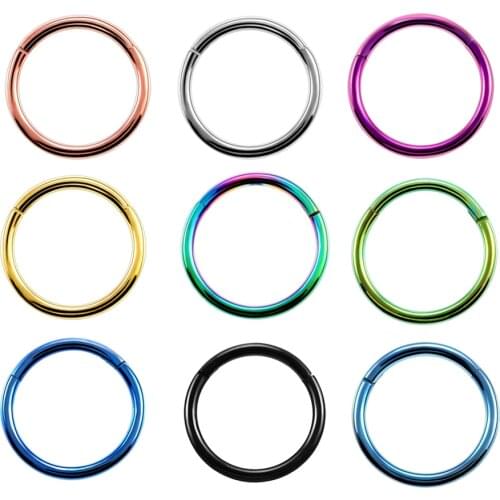 1PC G23 Titanium Hinged Segment Nose Rings 14g Nipple Clicker Ear Cartilage Helix Lip Piercing Body Jewelry For Women