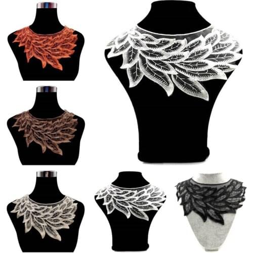 1 Pcs Leaf Lace Collar Embroidery Lace Collar Applique Handmade Wedding Dress Lace Collar For Sewing Supplies Crafts