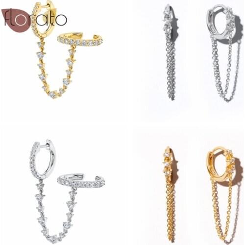 1PC Ring-Shaped Hoop Earrings Plus Ear Clips 925 Sterling Silver Ear Buckle Chain Pendant Exquisite Birthday Gifts For Women