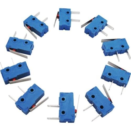 10Pcs 5A 125 250V AC SPDT 1NO Short Lever Arm Switch Snap Action Button Type 2 Pins Mini Micro Limit Switch KW11-3Z08
