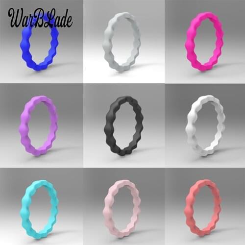 10pcs/set New FDA Food Grade Wave Silicone Rings 3mm Hypoallergenic Crossfit Flexible Rubber Finger Ring For Women Wedding Rings