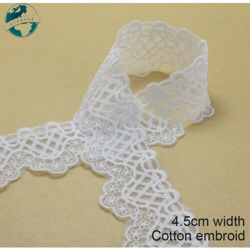 10yards 4.5cm white lace cotton embroidery lace french lace ribbon fabric guipure diy trims warp knitting sewing Accessories2948