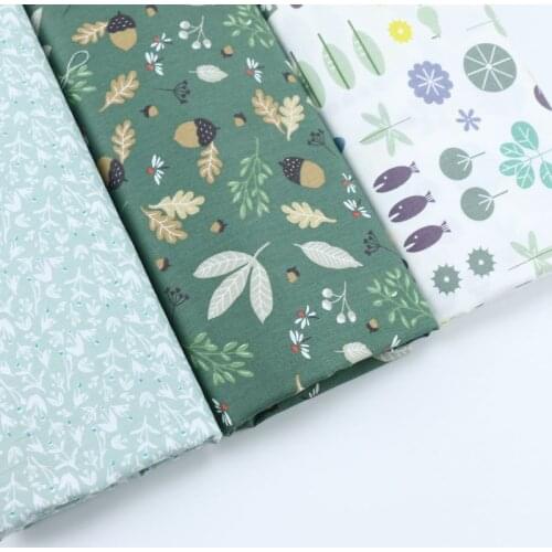 160x50cm Spring Green Leaf Idyllic Small Floral Twill Cotton Cloth Make Dress Baby Clothes Garment Diy Bedding Apron Fabric