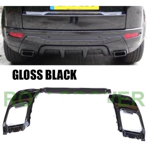 ROLLSROVER Gloss Black Rear Bumper Exhaust Cover Molding Trim For Range Rover Evoque Dynamic 2012-2018 3PCS Set