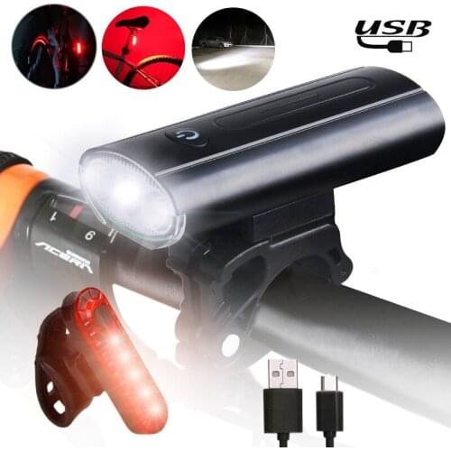 3 * XML-LED Mountain Bike Lights Bicycle Torch Front Lamp With Clip Waterproof USB Rechargeable Cycling Headlight+Taillight