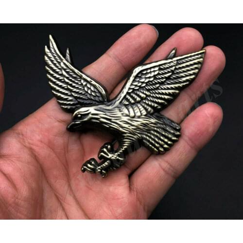 3D Bronze Metal Eagle Hawk Logo Car Trunk Rear Emblem Badge Decal Sticker