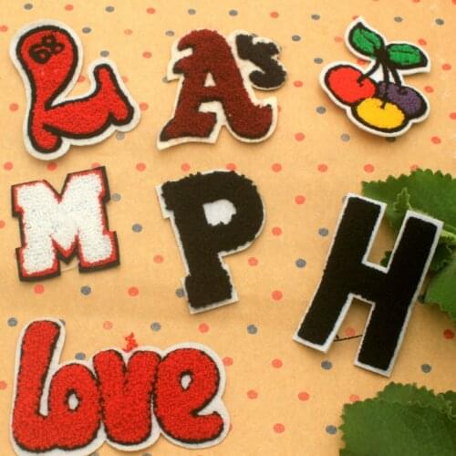 50pcs/lot Sewn Towel Embroidery Patches Letters Cherry Clothing Decoration Accessories Love Strange Things Applique
